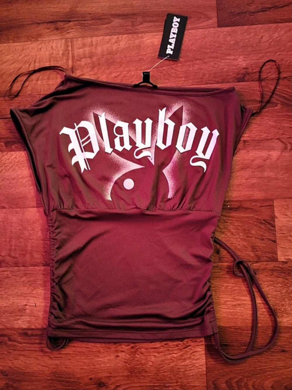 Playboy Graphic Crop Top NWT in Burgundy